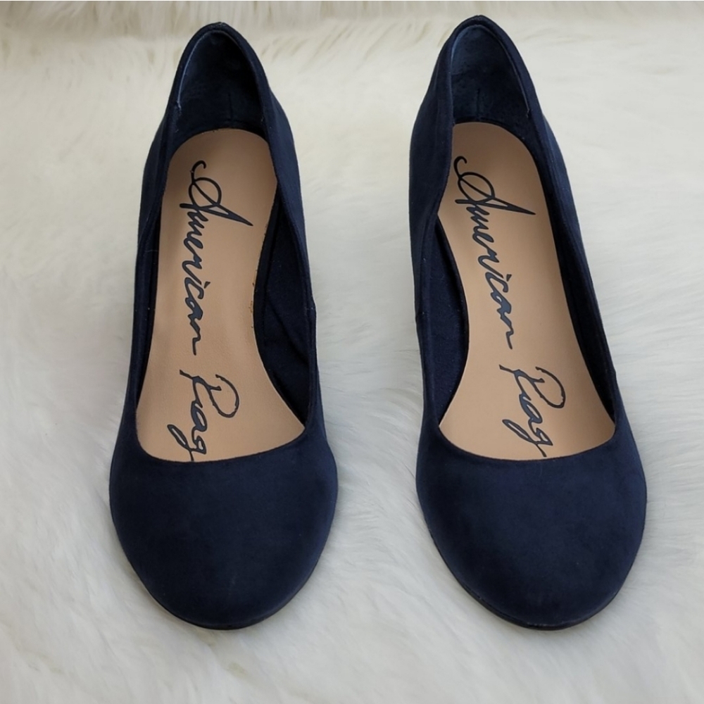 American Rag Felix Closed Toe Classic Pump Heels Navy Blue - Picture 7 of 16